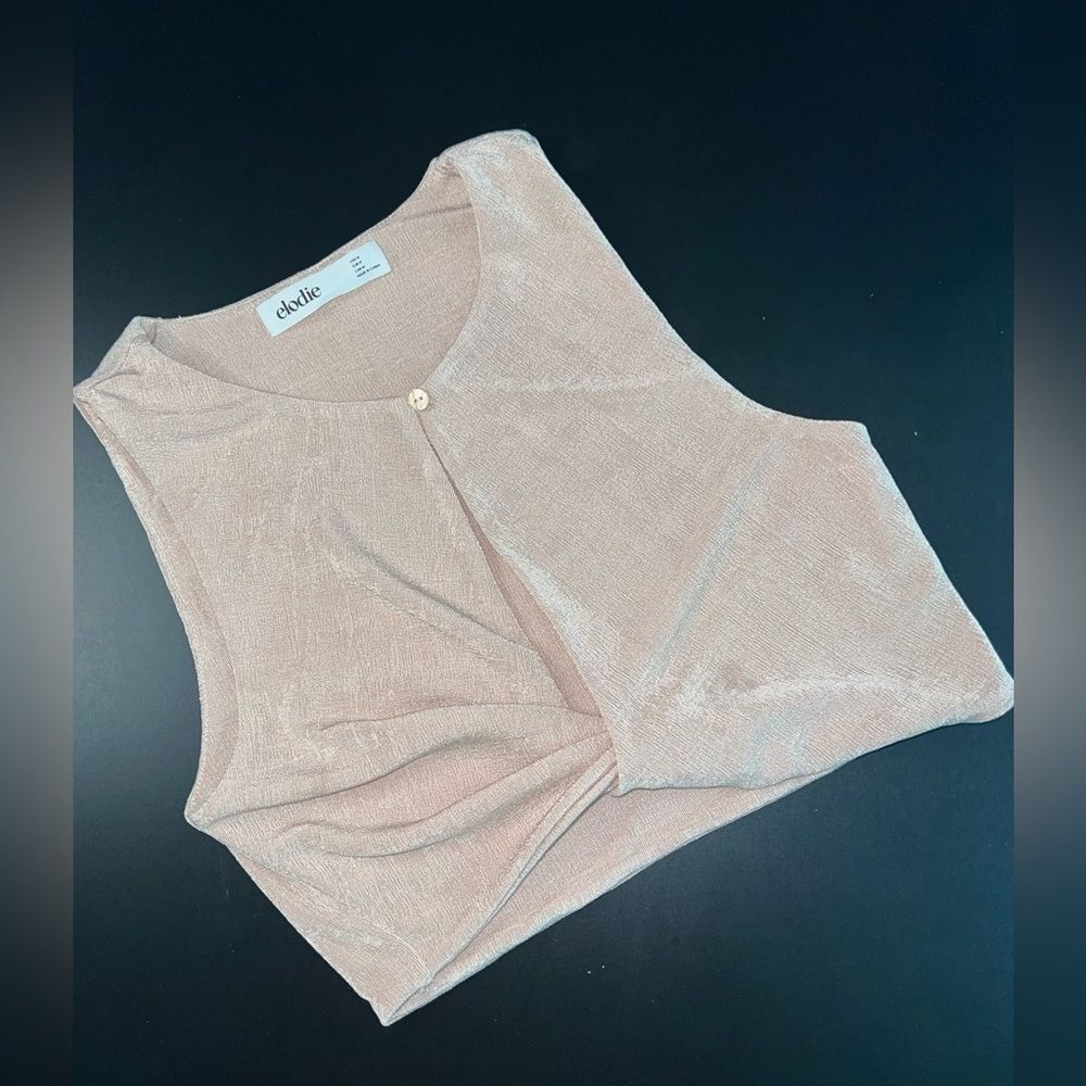 Elodie Shimmered Champagne Front Knot Crop Top Size medium EUC